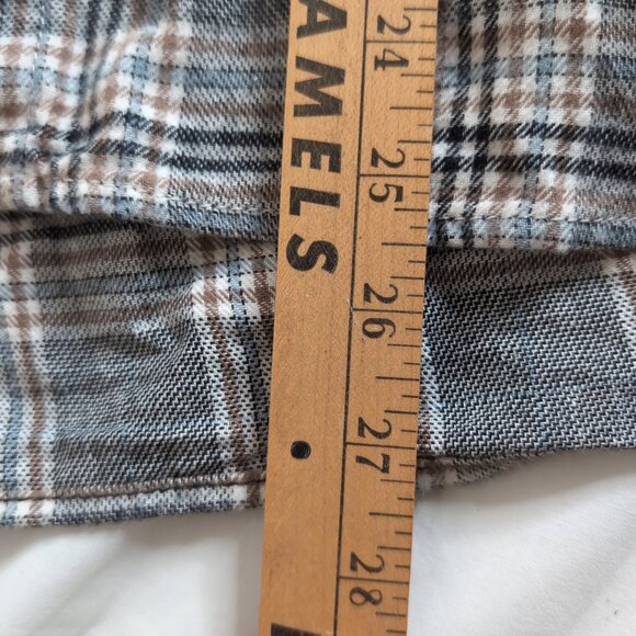 Max Studio Women's Grey/Blue/Tan Button Up Shirt Plaid Flannel, Size Small - Picture 6 of 6